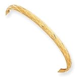 14k 3mm Diamond-Cut and Satin Flexible Baby Bangle Bracelet
