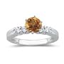 0.20 Cts Diamond & 0.85 Cts Citrine Ring in 18K White Gold-5.0