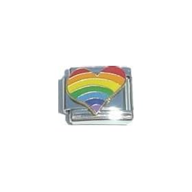 Clearly Charming Rainbow Heart Italian Charm Bracelet Link