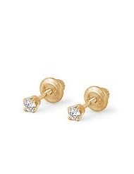 Baby Jewelry - 14K Yellow Gold 0.1CTW Diamond Screw Back Earrings