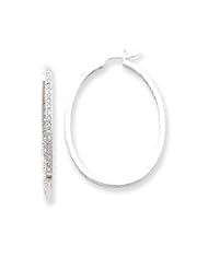 Ann Harrington Jewelry 14k White Gold 1 Ct Tw Diamond In & Out 2 X 30 X 40 mm Oval Hoop Earrings