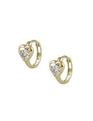 Baby 14K Yellow Gold Heart April Birthstone Huggie Hoop Earrings