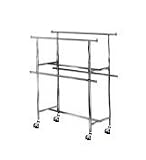 Double Bar Garment Clothing Retail Display Clothes Rack w/ Add-on Hang-rails Cr-40allw