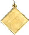 Florentine Finish Diamond Shape Disc, 14K Gold Charm