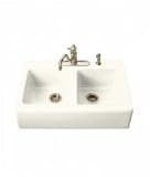 Kohler Apron-Front, Tile-In Kitchen Sink w/ Four-Hole Faucet Drilling K-6534-4-R1 Roussillon Red