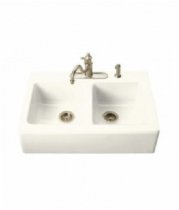 Kohler K-6534-3-30 Apron-Front, Tile-In Kitchen Sink w/ Three-Hole Faucet Drilling