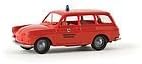 HO Scale Emergency Automobile 1961-1969 Volkswagen 1500 Variant Station Wagon - Assembl -- BF Braunschweig Fire Department (red, German Lettering)