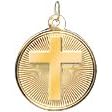 Cross on Disc, 14K Gold Charm by NJ Charms