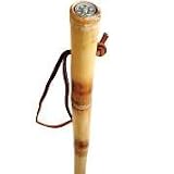 Hiking Staff - Bamboo with Compass. This all natural hiking pole with leather strap and built-in compass is perfect for a walk in the woods or hike up a mountain.Natural wood grains, colors and shapes may vary