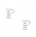 14k White 1.5 mm Round CZ Initial P Friction-Back Earrings