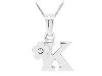 Cheap Girls Jewelry Girls Jewelry - Silver Diamond Initial K Flower Pendant Necklace (14-16 in) For Sale