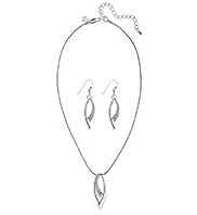 Silver Plated Twisted Sticks Necklace & Earrings Set