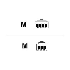 Anschlusskabel, RJ11(6p4c)-Stecker auf RJ45(8p4c)-Stecker mit EZE, Kabel: 4-adrig, flach und schwarz, 1:1, 3,00 m