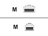 Anschlusskabel, RJ11(6p4c)-Stecker auf RJ45(8p4c)-Stecker mit EZE, Kabel: 4-adrig, flach und schwarz, 1:1, 6,00 m