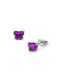 Children 14K White Gold Amethyst C.Z. Butterfly Stud Earrings