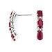 14K Gold Diamond and Three Stone Ruby Earring