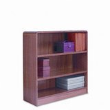 Oak Veneer 3-Shelf Radius-Cornered Bookcase