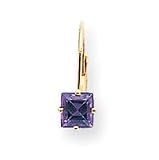 14k 5mm Princess Cut Amethyst leverback earring XLB121AM