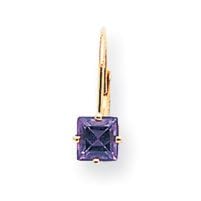 14k 5mm Princess Cut Amethyst leverback earring XLB121AM