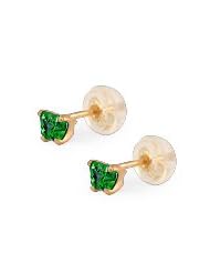Baby 14K Yellow Gold Emerald C.Z. Butterfly Stud Earrings