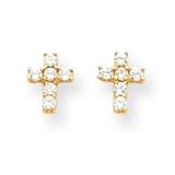 14k CZ Cross Childrens Earrings