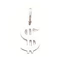 Charm - 14kt White Gold Polished Dollar Sign Charm