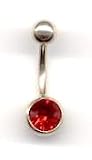 Titanium Aztec Gold Jeweled Navel Bar with a Light SiamSwarovski stone in 14 gauge by 1/2