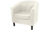 TUB CHAIR - CREAM FAUX LEATHER W/WOOD LEGS