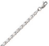 14k White Gold 10 Inch X 3.0 mm Heart Chain Anklet