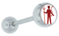 Devil Logo Tongue Ring Barbell Body Jewelry