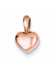 14K Gold Rose Small Heart Slide Charm