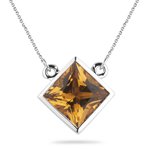 1.71 Cts Citrine Solitaire Pendant in 14K White Gold