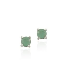 Buy Sterling Silver Round Genuine Emerald Stud Earrings by SilverSpeck.com