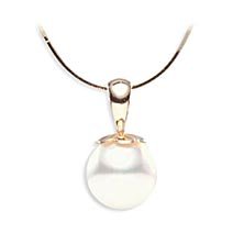 14k Gold Chain, 9.5-10mm South Sea Pearl Pendant