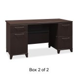 Double Ped. Desk,60x28-1/2x30,Box 2 of 2,Mocha Cherry