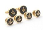 Masonic Cuff Links and Shirt Studs Square & Compass Set