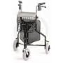 3 Wheeled Walker Blue - Solid, oversized 8" tires will never puncture and provide more stability for a safe walk on any terrain. Heavy Duty plastic tray, wire basket and large vinyl storage pouch included.