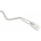 Rectangular Tag Pendant with 3 Round Cut Diamonds and 20 inch Ball Chain by Hot Diamonds, Sterling Silver