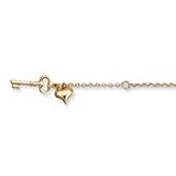 Heart Charm with Lock & Key Anklet in 14K Yellow Gold: 10in-long 0.5in-wide 3.9 grams