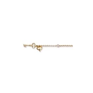 Heart Charm with Lock & Key Anklet in 14K Yellow Gold: 10in-long... by