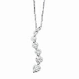 14k White Gold & Diamond Journey Pendant Necklace- 18 IN (0.25ctw)
