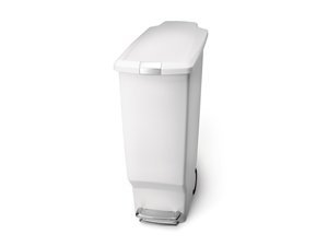 simplehuman 40-Liter Slim Plastic Step Can, White