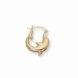 Dolphin Hoop Earrings in 14K Yellow Gold: 0.8in-long 0.6in-wide 1.7 grams 0.3 in diameter
