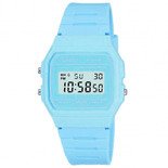 F91WC Classic Digital Water Resistant Watch with Micro Light Blue Resin Strap