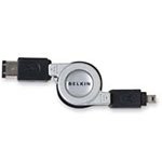BELKIN 2.6FT RETRACTABLE FIREWIRE CABLE 4PIN/6PIN 28AWG (Silver) (#F3N401-2.6-RTC) (Retail)