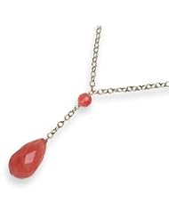 Genuine IceCarats Designer Jewelry Gift Sterling Silver Cherry Quartz Teardrop Necklace In 16.00 Inch