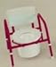 Pediatric Commode Red- This commode has a capacity of 250 pounds. Solid plastic toilet seat with medium opening standard angled arms for easier ascending & descending. Color Red