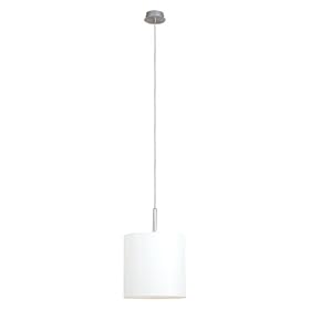 Eglo 82808A Sendo 1 Light Pendant Light Fixture, Aluminum White Textile by Eglo