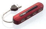 シク゛マAPO USB4ポートHUB USB1.1仕様 レッド SHBF4RDの画像