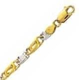 14k Two Tone Gold 22 Inch X 4.4 mm Tiger Eye Link Necklace